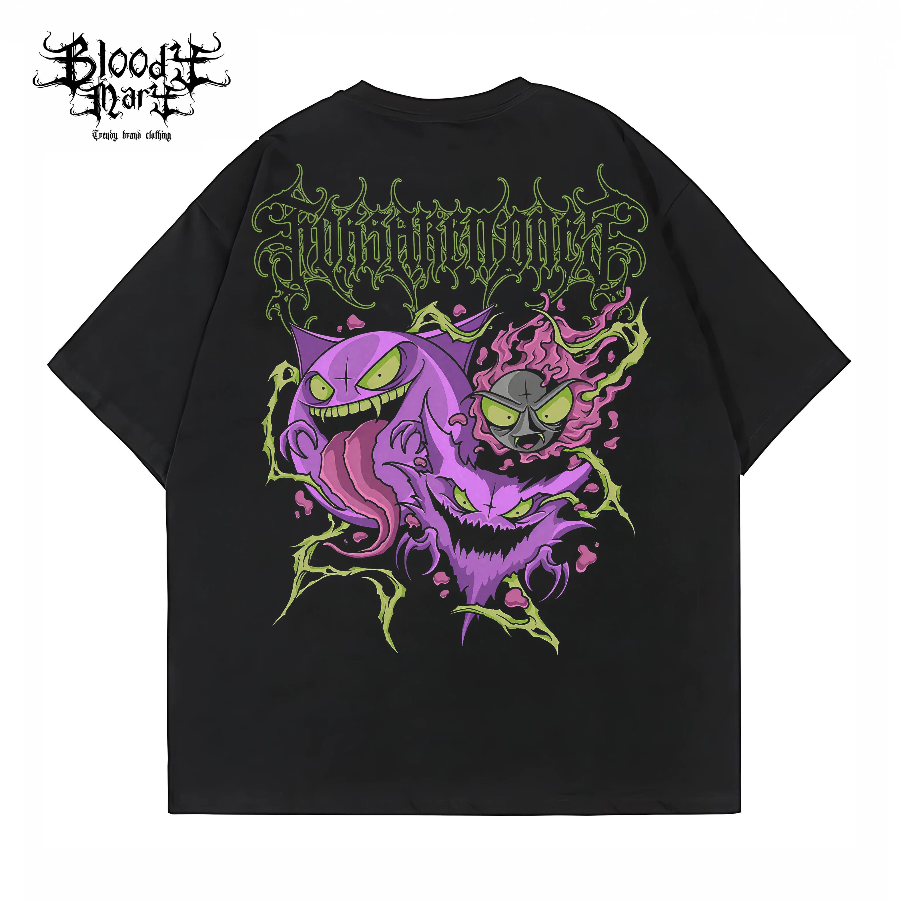 American street flower font short sleeved loose cotton heavyweight niche hip-hop tattoo artist trendy T-shirt flame letter