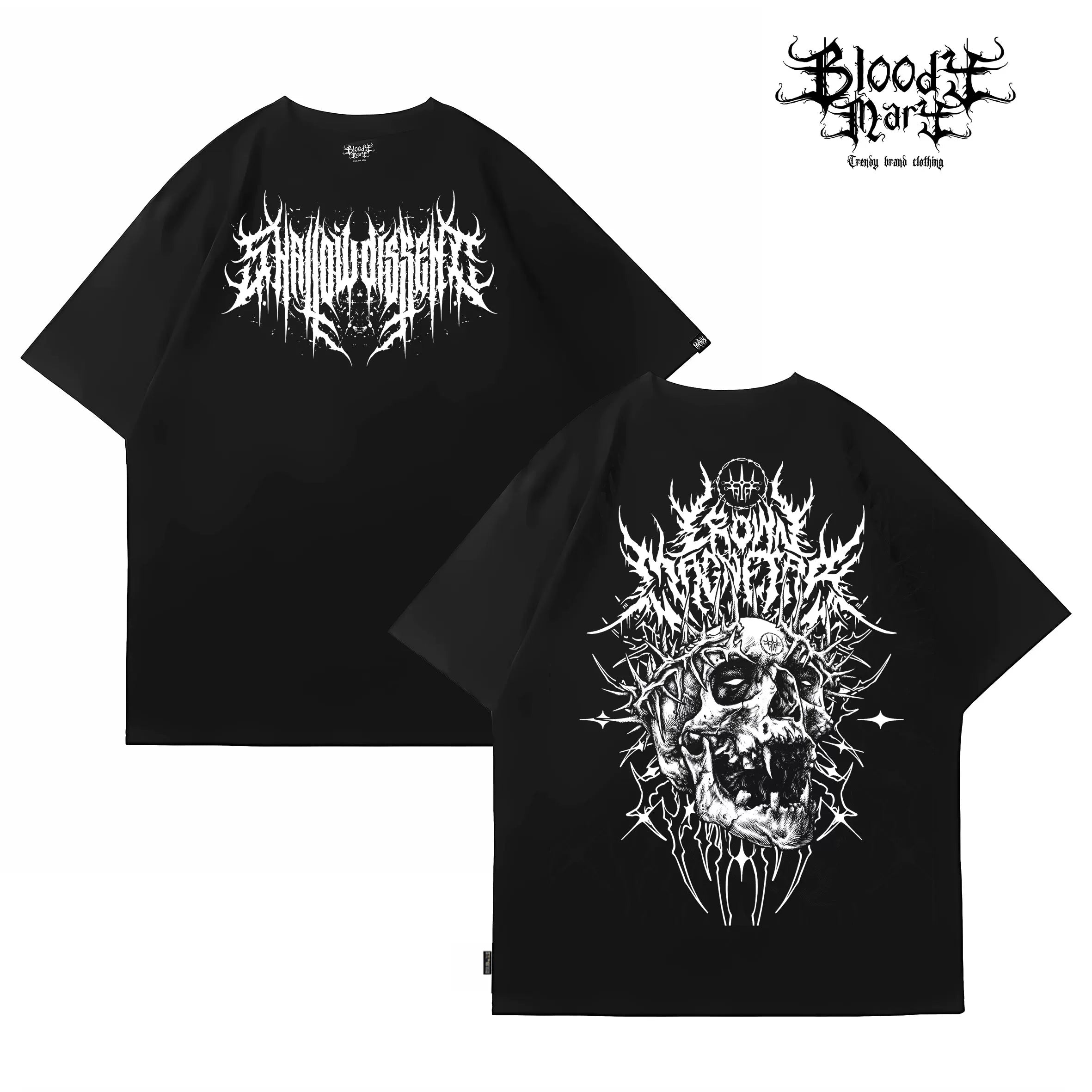 European and American street tattoo artist retro dark gothic skeleton heavyweight trendy brand direct spray short sleeved t-shirt top for summer
