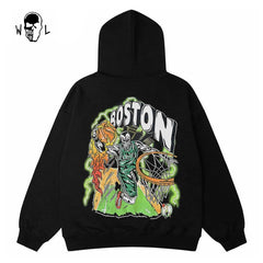 Warren Lotas Boston Flame Skull Basketball Hoodie - Black