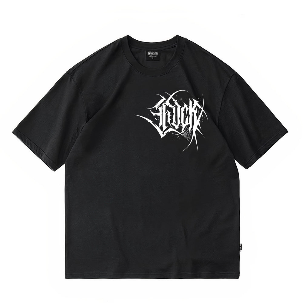 Loose T-shirt Chicano Dark Flower Font West Coast Printed High Street Short Sleeve American Heavy Cotton Trendy Brand