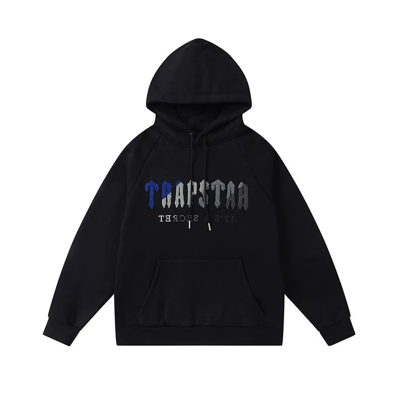 Trapstar Style Autumn/Winter Blue-Grey Gradient Hoodie - Black