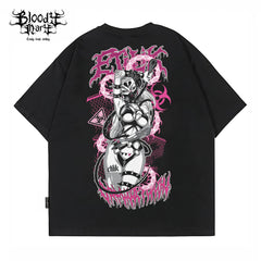 Original American street loose pure cotton heavyweight niche hip-hop tattoo artist trendy brand T-flower font West Coast Chino