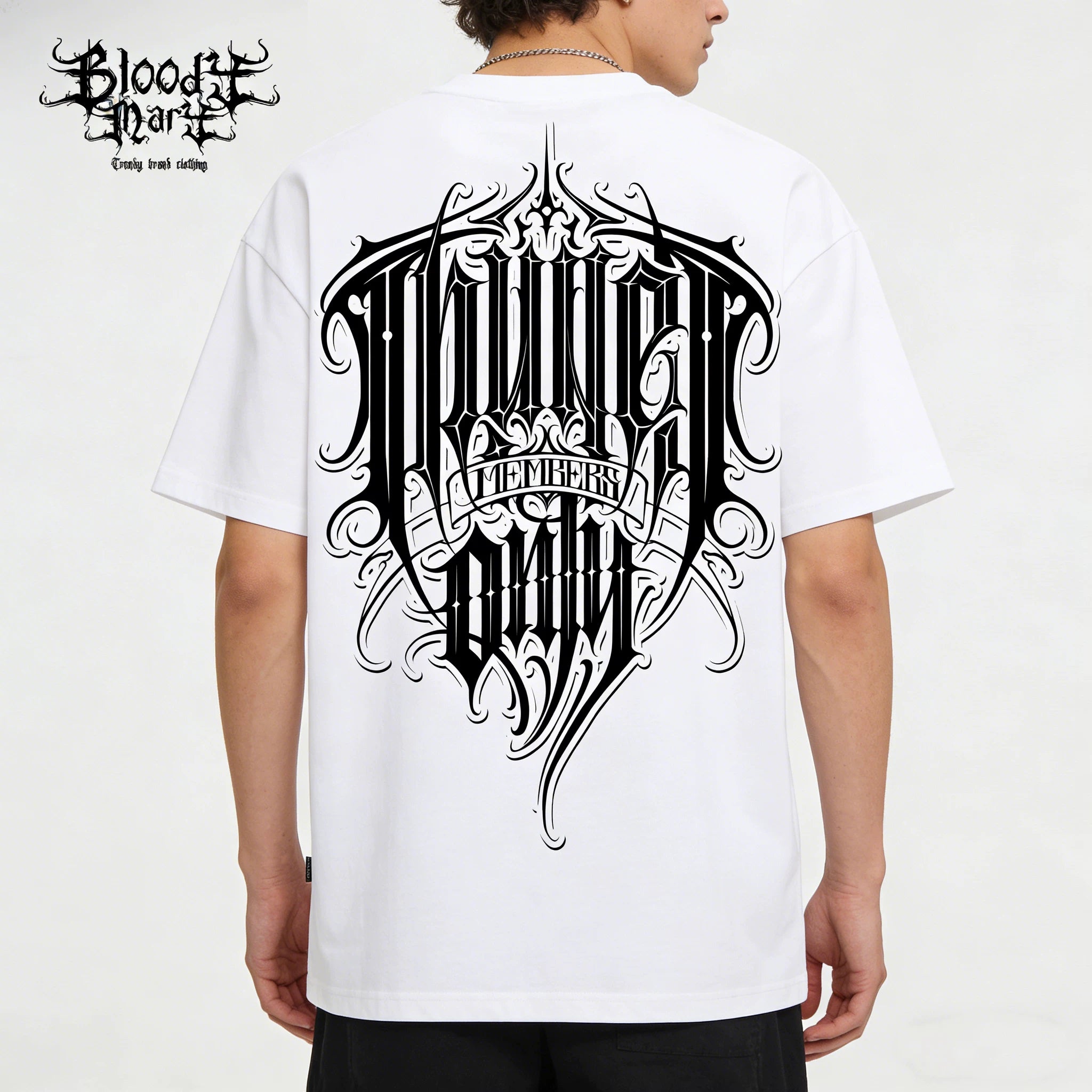 Original Trendy Brand American Street Thug Flower Font Short Sleeve Men's and Women's Loose Cotton Heavy Weight Niche Hip Hop T-shirt