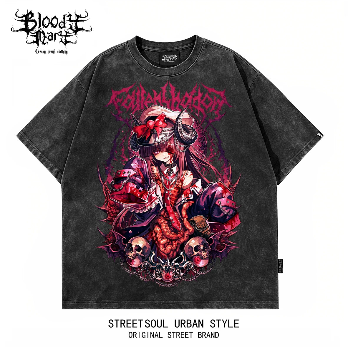 American hip-hop style dark animation anime printed short sleeved T-shirts for men and women loose washed old fashion tops