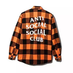 Anti Social Social Club Plaid Flannel Shirt - Orange/Black/White