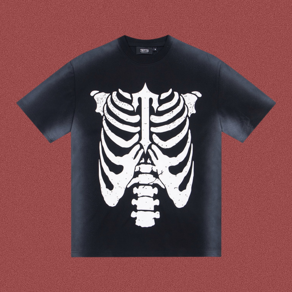 Trapstar Distressed Ribcage Graphic Tee - Black/White