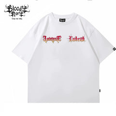 American street retro floral font short sleeved loose cotton heavyweight niche hip-hop tattoo artist trendy T-shirt