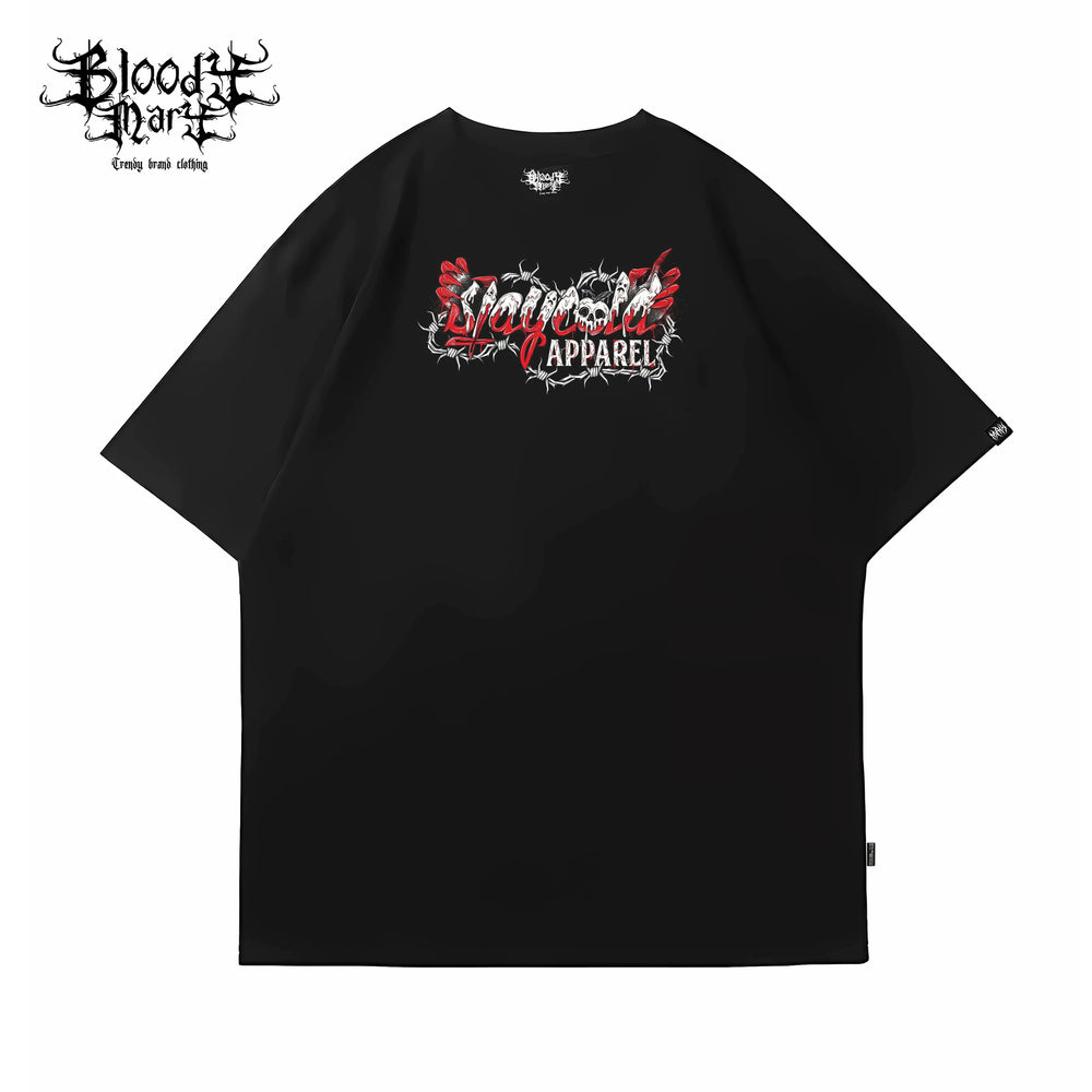 Trendy American retro short sleeved men's and women's loose cotton heavyweight niche hip-hop T-shirt dopamine manga short sleeved T-shirt