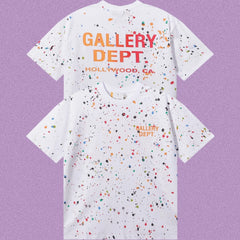 Gallery Dept. Paint Splatter Gradient Logo Short Sleeve T-Shirt - White
