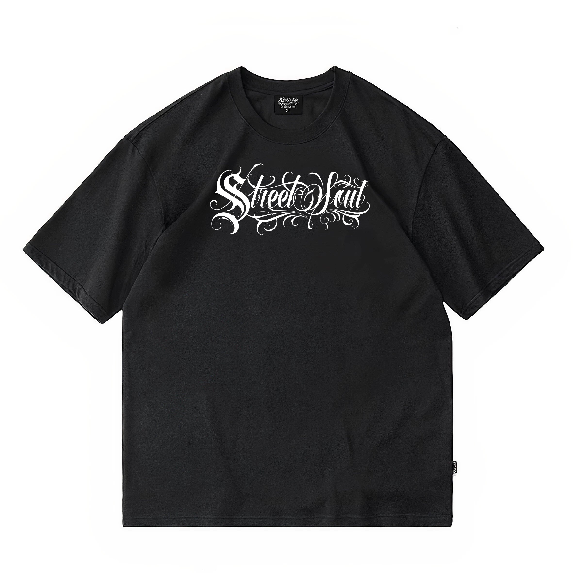Gothic Chicano Tattoo Skateboarding Graffiti Men's and Women's Trendy Flower Font American Short Sleeve Street Dance Heavy Hip Hop Trendy Brand
