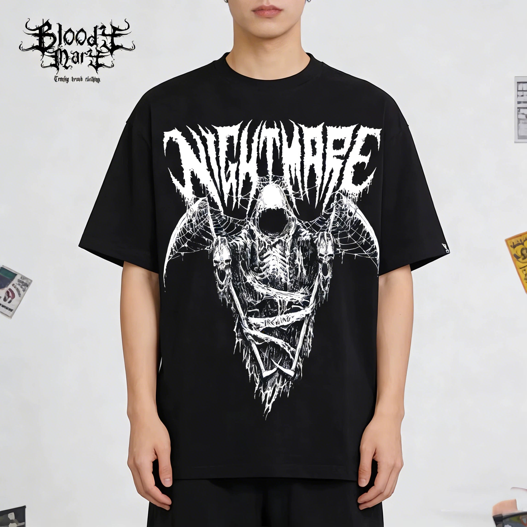 Original American Chicano Flower Font Heavy Cotton Skull Hip Hop Tattoo Artist Trendy Brand Round Neck West Coast T-shirt