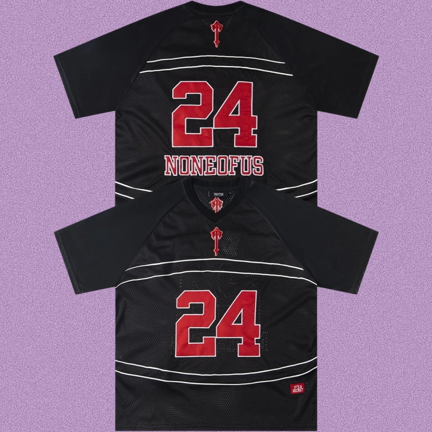 Trapstar "NONEOFUS" Raglan Football Jersey - Black/Red