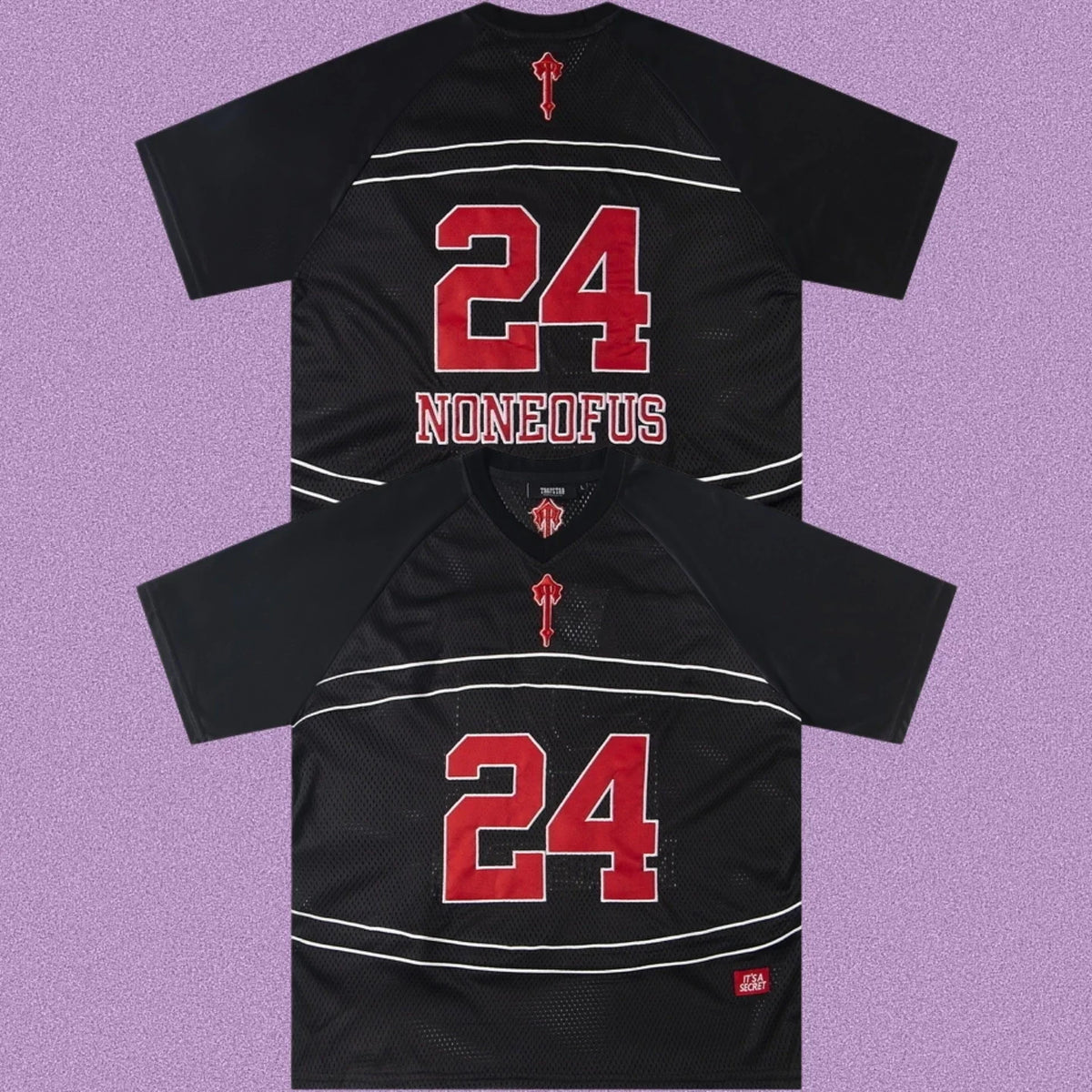 Trapstar "NONEOFUS" Raglan Football Jersey - Black/Red