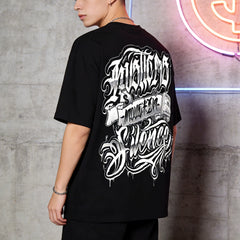 American Street Retro USD Banknote Flower Font Loose Cotton Heavy Weight Niche Hip Hop Tattoo Artist Trendy Brand T-shirt