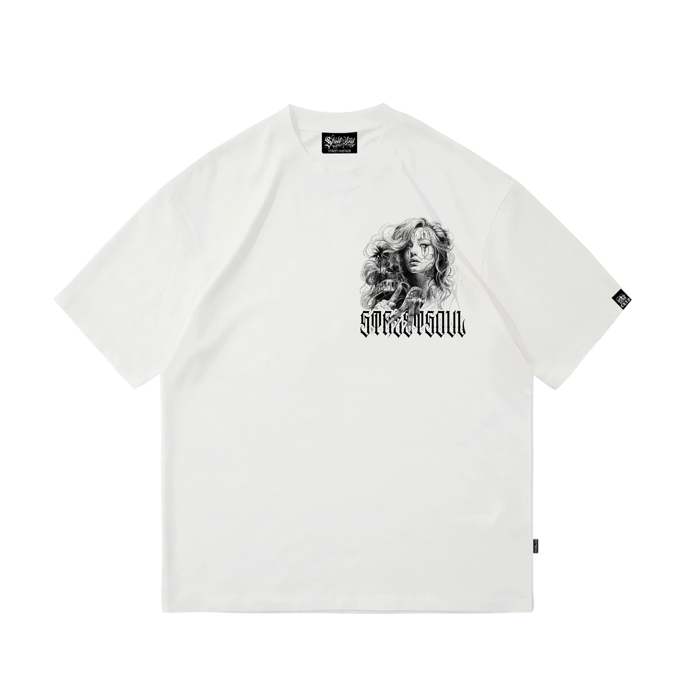 Original Trendy Brand American Street Flower Font Short Sleeve Men's and Women's Loose Cotton Heavy Weight Niche Hip Hop T-shirt