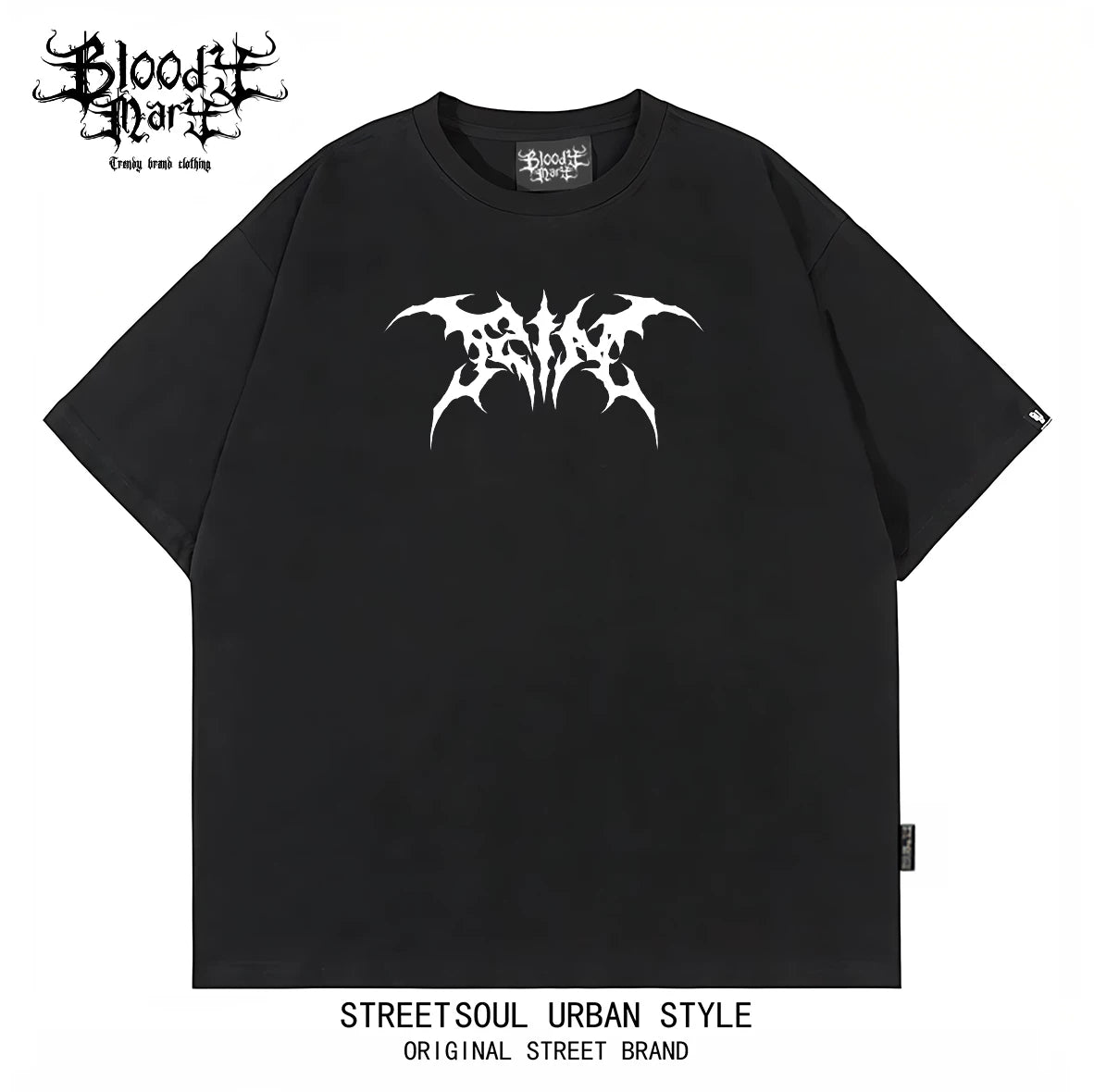 American Hip Hop Skull anime Dead Core Print Short Sleeve T-shirt Men's and Women's Loose Rock Street Black Fashion Label