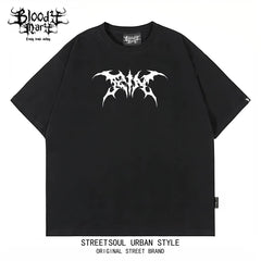 American Hip Hop Skull anime Dead Core Print Short Sleeve T-shirt Men's and Women's Loose Rock Street Black Fashion Label