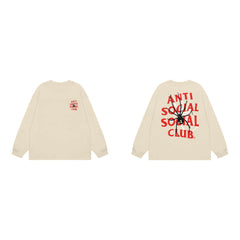 Anti Social Social Club Spider Red Logo Long Sleeve T-Shirt - Cream