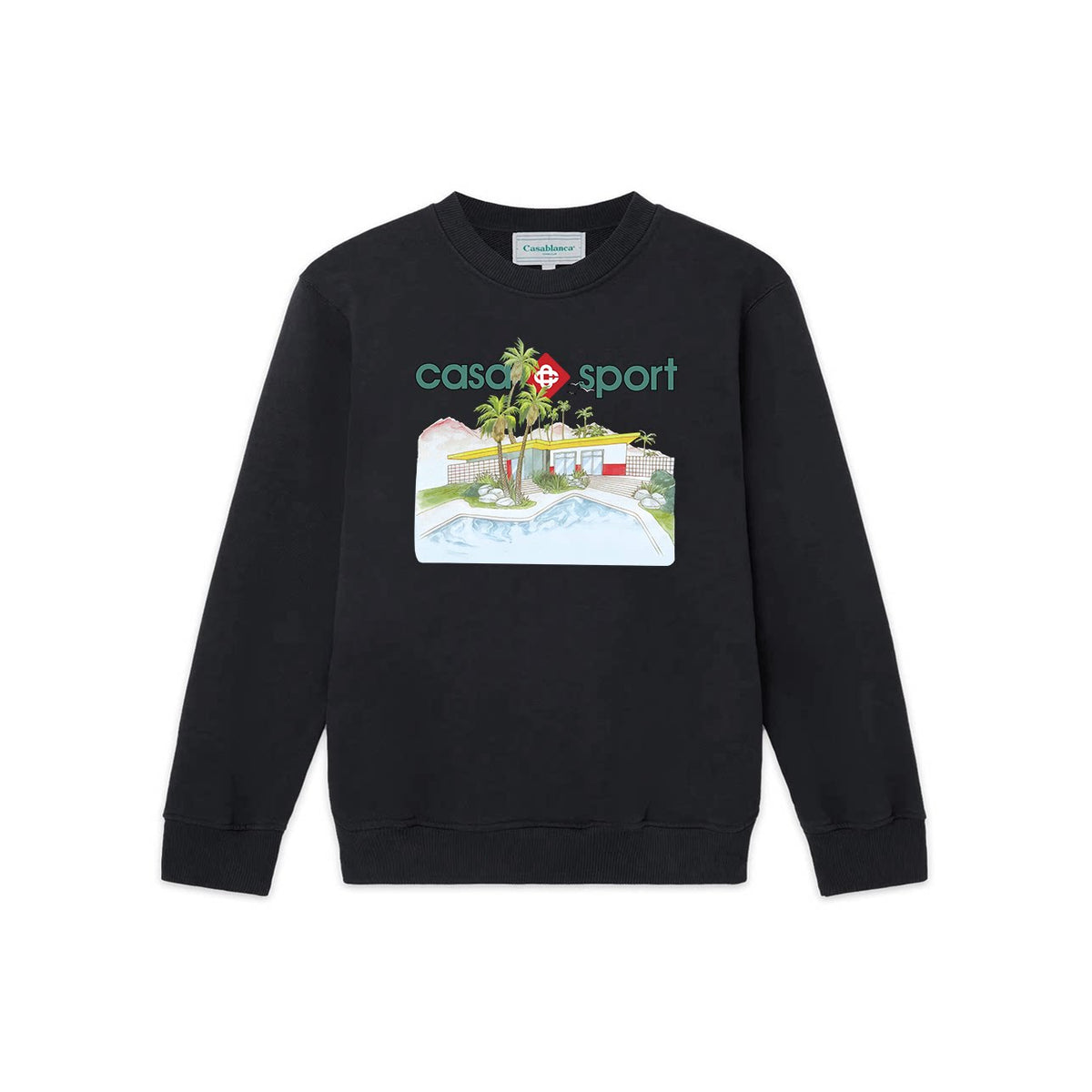 Casablanca Casa Sport Swimming Pool Graphic Sweatshirt - Black