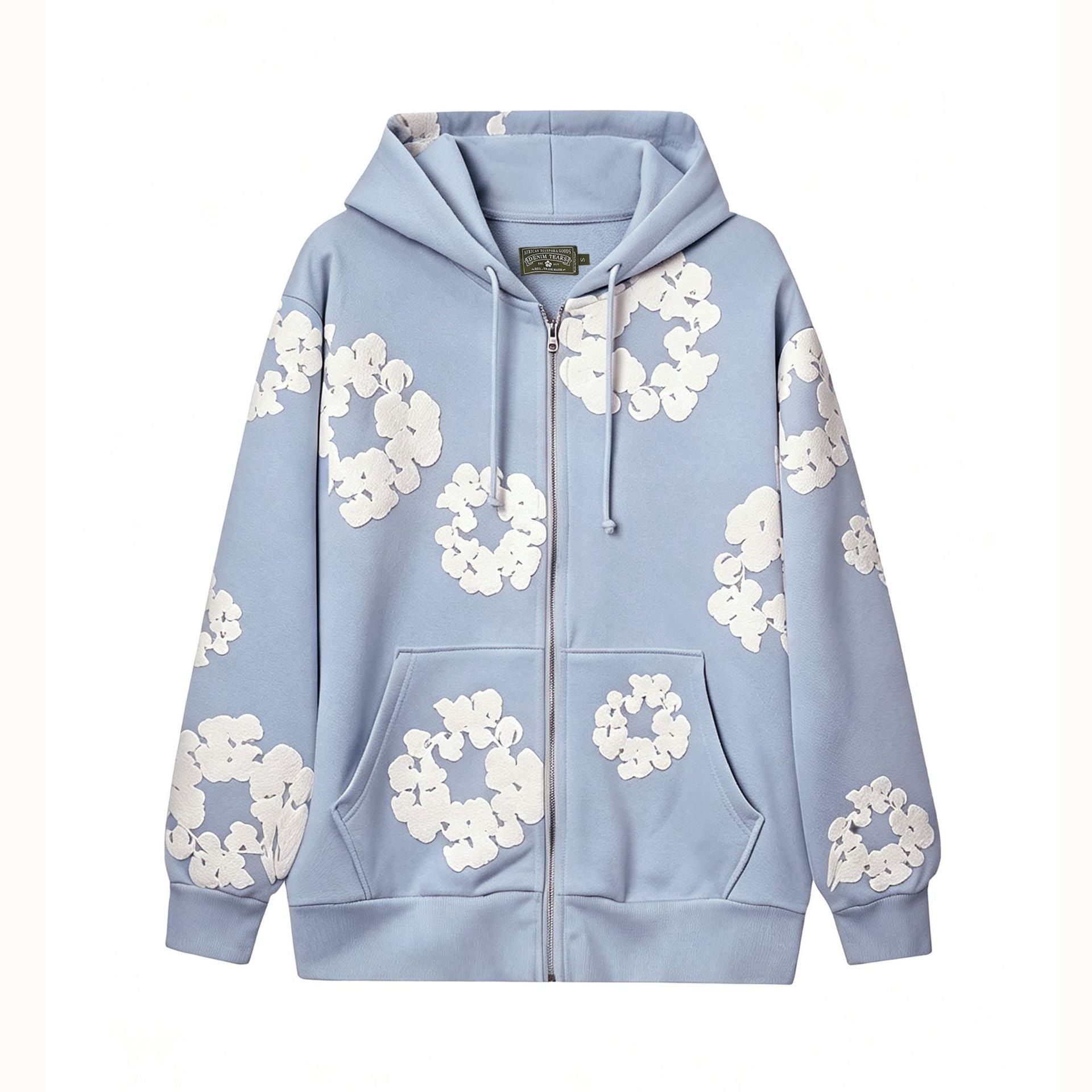 Denim Tears Cotton Wreath Full Zip-Up Hoodie - Slate Blue