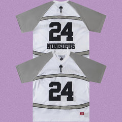 Trapstar "NONEOFUS" Raglan Football Jersey - White/Grey