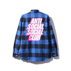 Anti Social Social Club Plaid Flannel Shirt - Blue/Pink