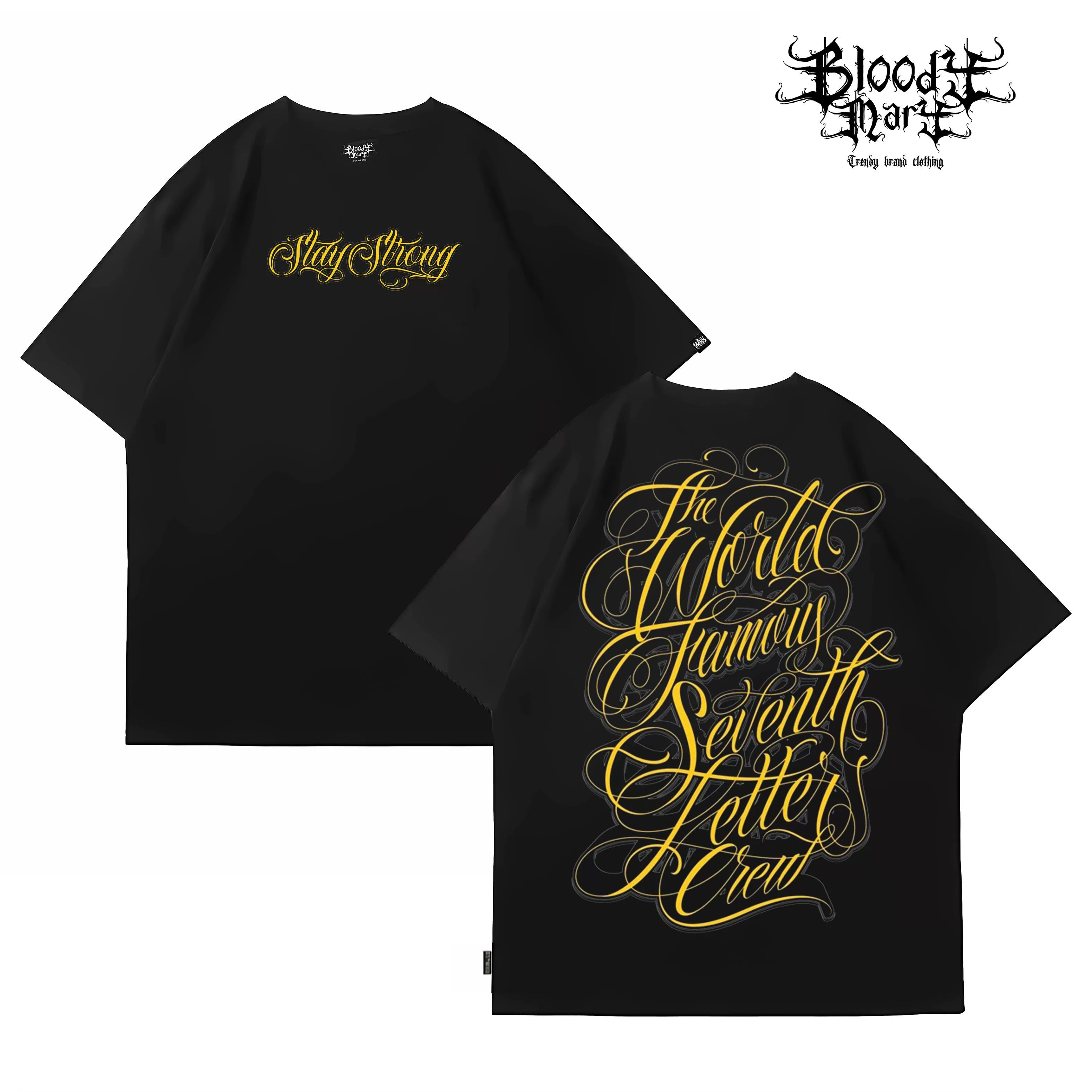American street Chicano floral font short sleeved loose cotton heavyweight niche hip-hop tattoo artist trendy T-shirt