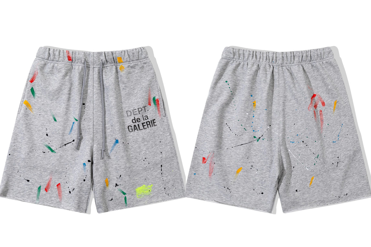 Gallery Dept. Paint Splatter French Terry Shorts - Light Grey