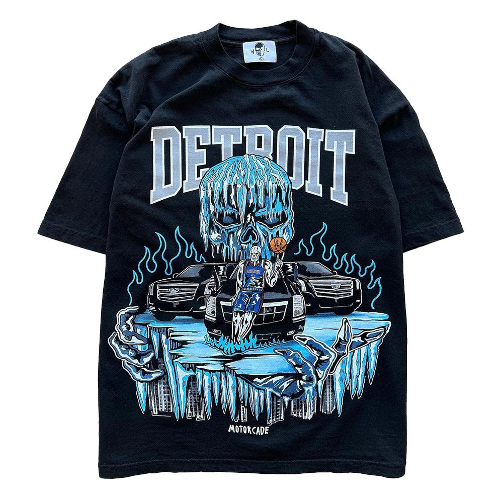 Warren Lotas Detroit Frozen Skull Basketball T-Shirt - Black