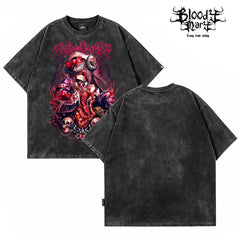 American hip-hop style dark animation anime printed short sleeved T-shirts for men and women loose washed old fashion tops