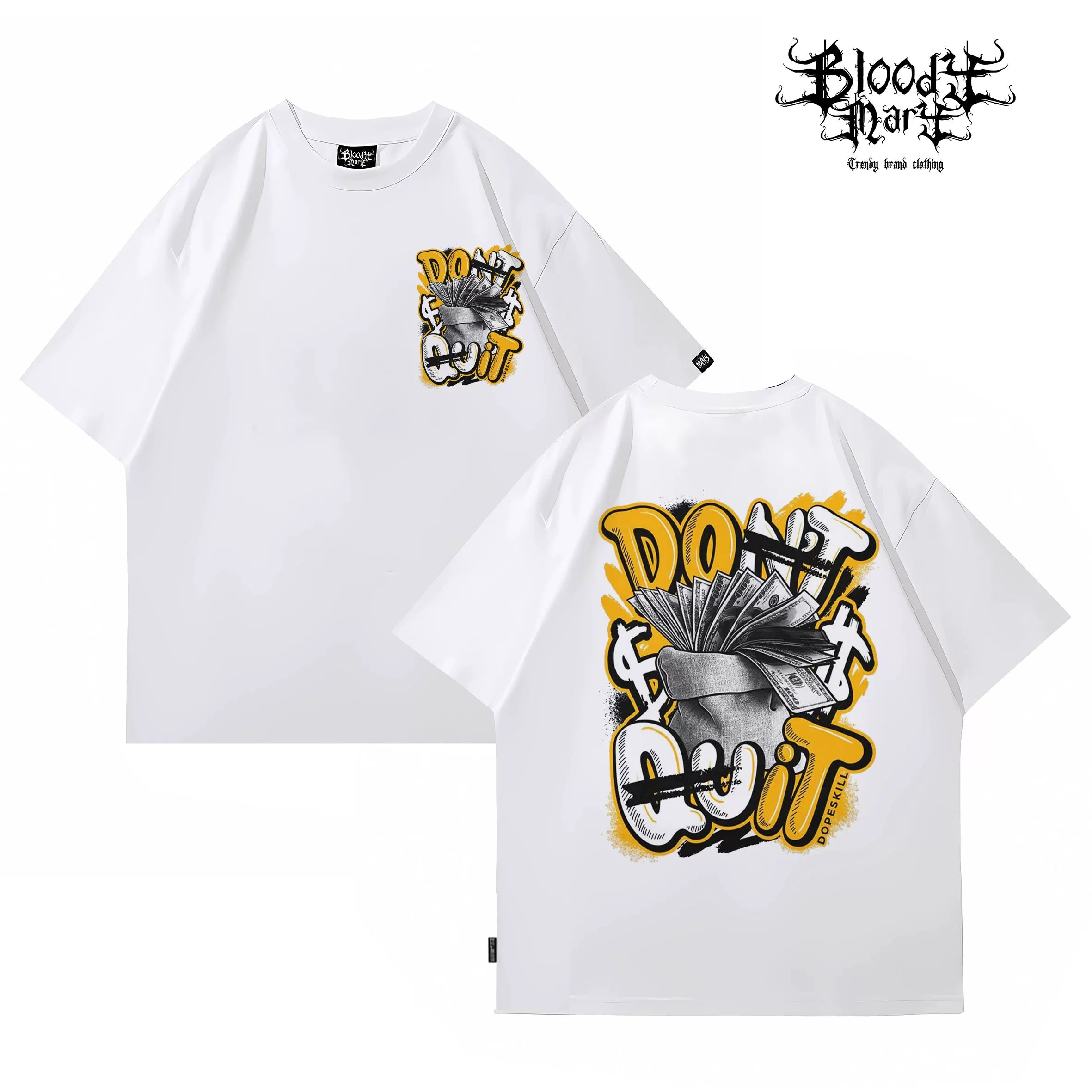American style street hip-hop with Kano graffiti characters, West Coast banknote street dance tattoo artist, gang, high street, round neck