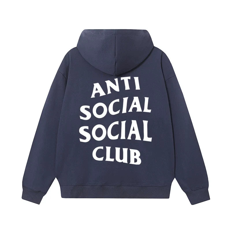 Anti Social Social Club Classic Logo Hoodie - Navy Blue/White