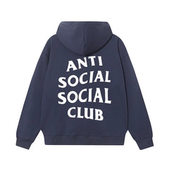 Anti Social Social Club Classic Logo Hoodie - Navy Blue/White