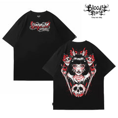 Trendy American retro short sleeved men's and women's loose cotton heavyweight niche hip-hop T-shirt dopamine manga short sleeved T-shirt