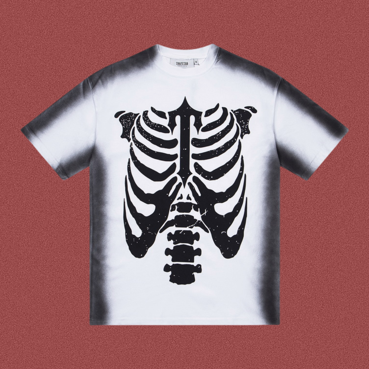 Trapstar Distressed Ribcage Graphic Tee - Gradient White/Black