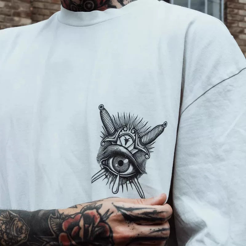 Original trendy brand American retro dark goth short sleeved men's and women's loose cotton heavyweight niche hip-hop T-shirt street