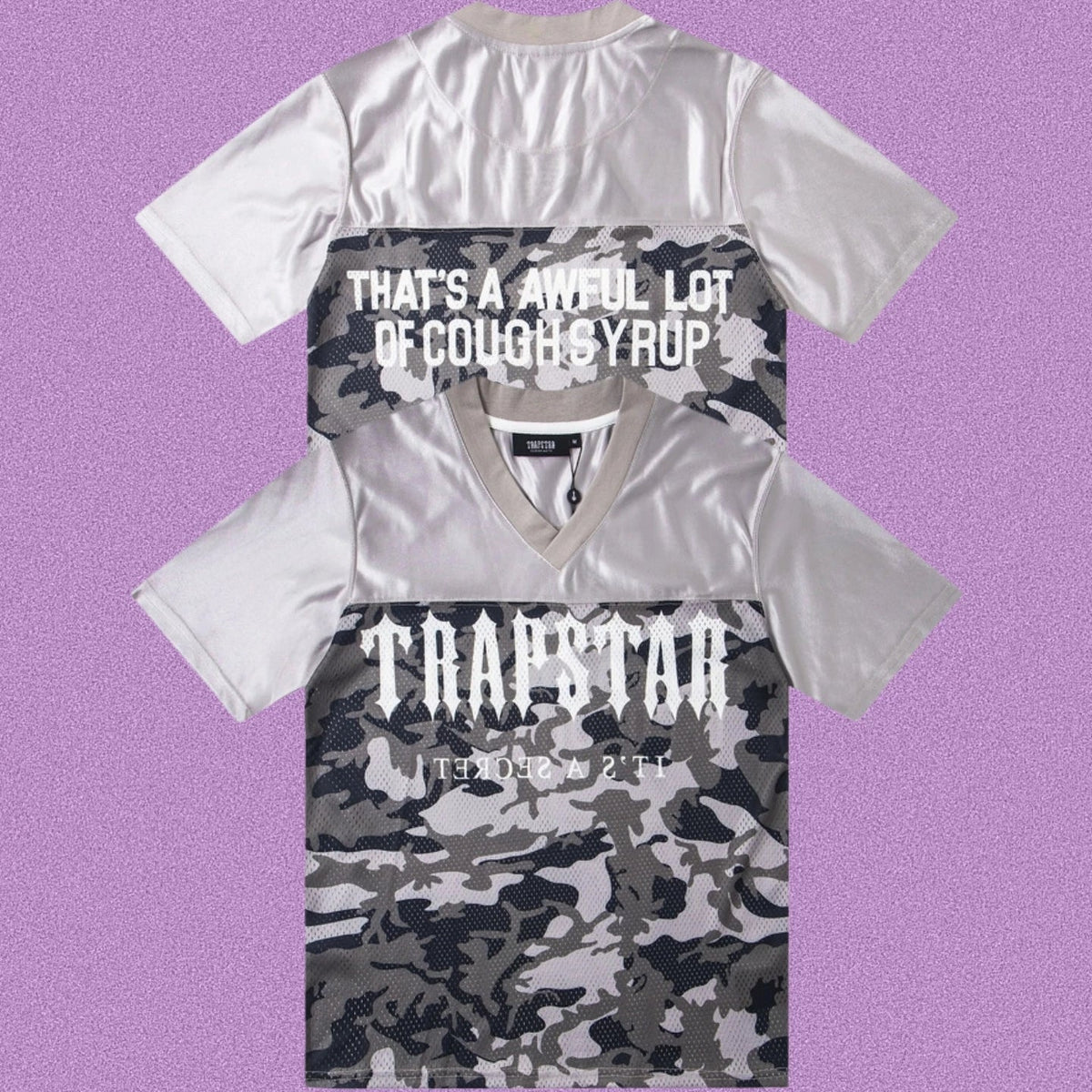 Trapstar V-Neck Camo Soccer Jersey - Dark Charcoal/Silver