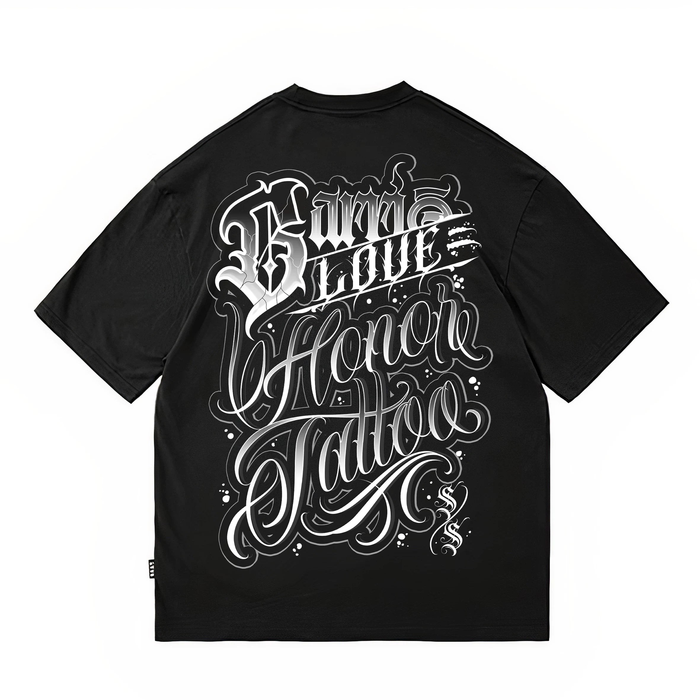 Gothic Chicano Tattoo Skateboarding Graffiti Men's and Women's Trendy Flower Font American Short Sleeve Street Dance Heavy Hip Hop Trendy Brand