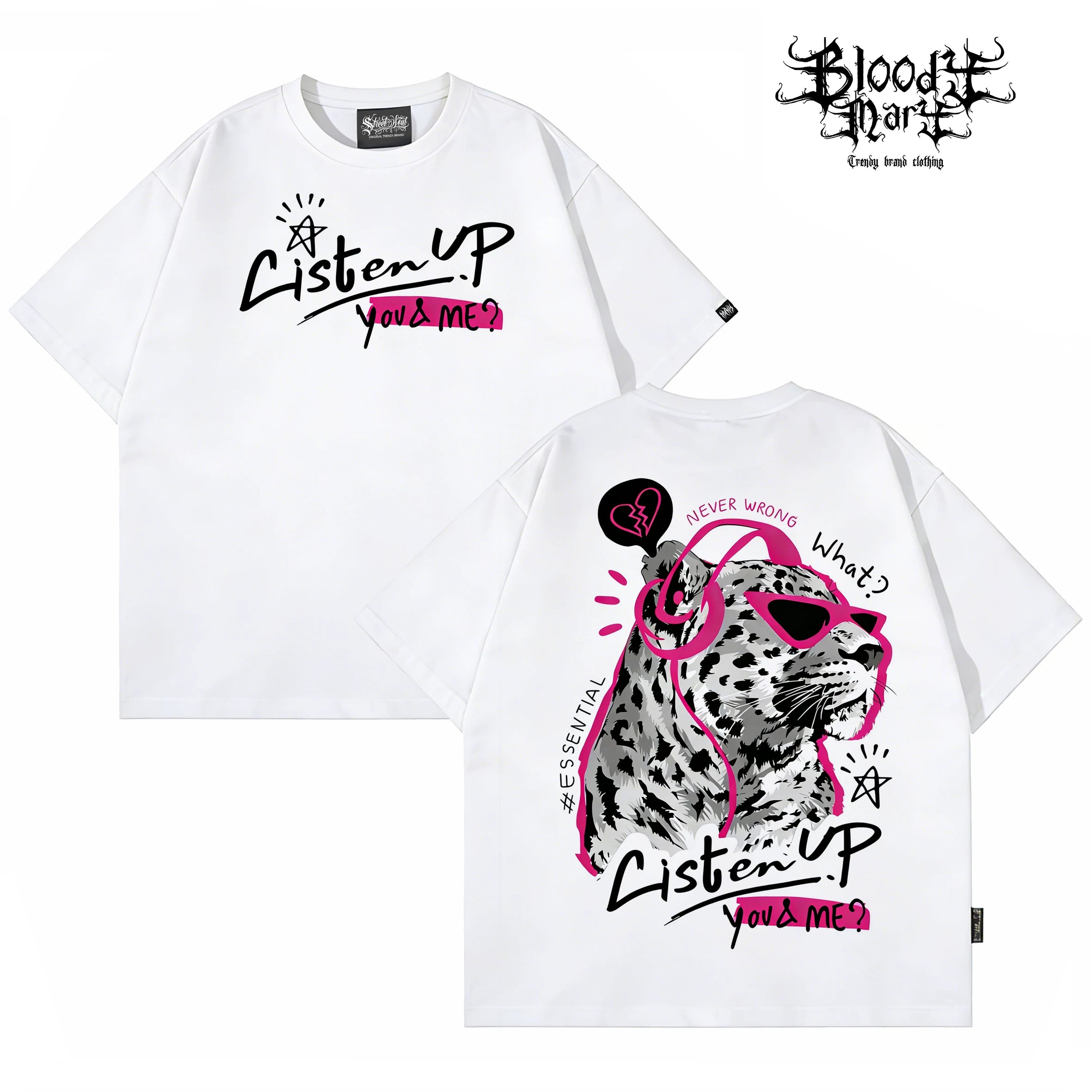 China-Chic style American printed short sleeve T-shirt for men and women loose street trend summer new black T-shirt leopard print