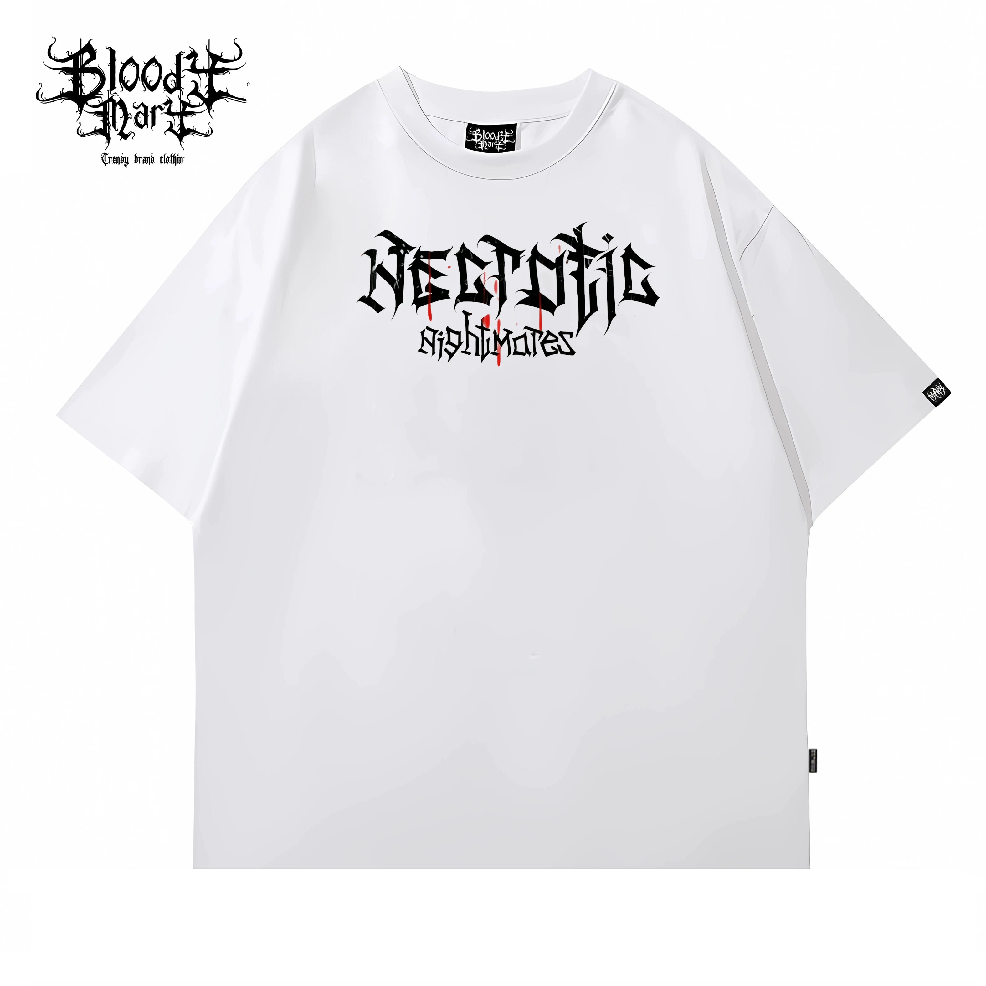 Original trendy brand dark punk skull niche American floral font heavyweight loose hip-hop printed short sleeved T-shirt