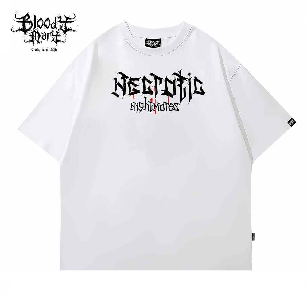 Original trendy brand dark punk skull niche American floral font heavyweight loose hip-hop printed short sleeved T-shirt