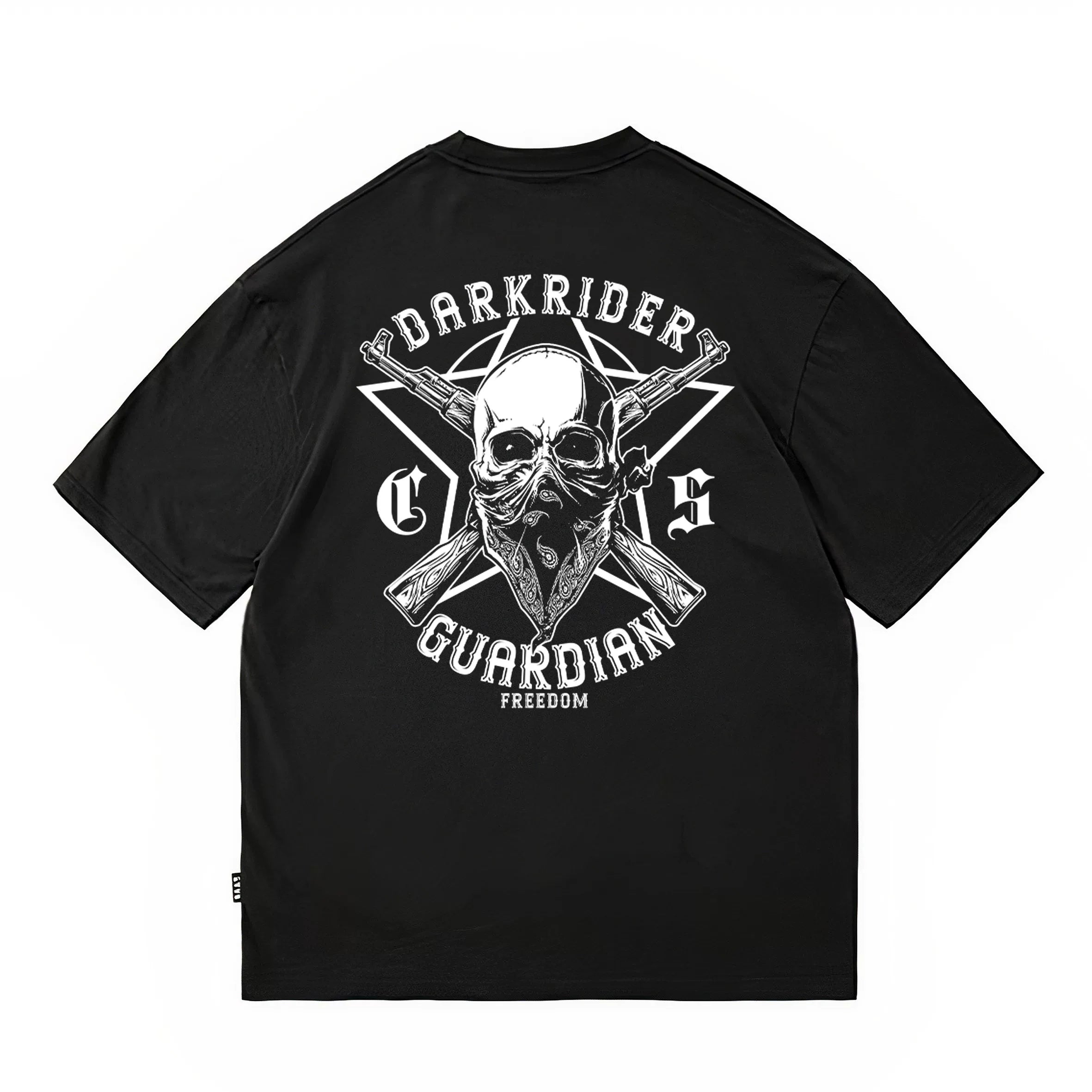 Hip hop skull print short sleeved T-shirt for men and women, loose shoulder sleeves, pure cotton, white trendy brand top, trendy street cotton