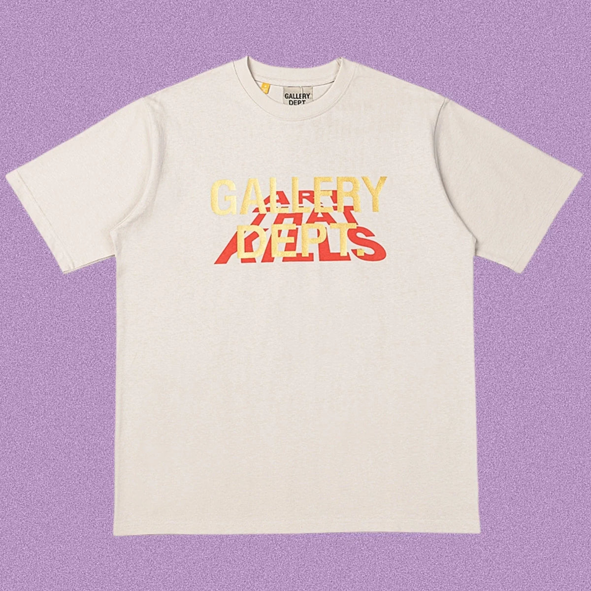 Gallery Dept. Layered Typography Short Sleeve T-Shirt - Cream/Red-Yellow