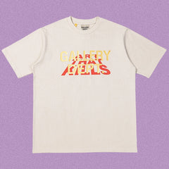 Gallery Dept. Layered Typography Short Sleeve T-Shirt - Cream/Red-Yellow