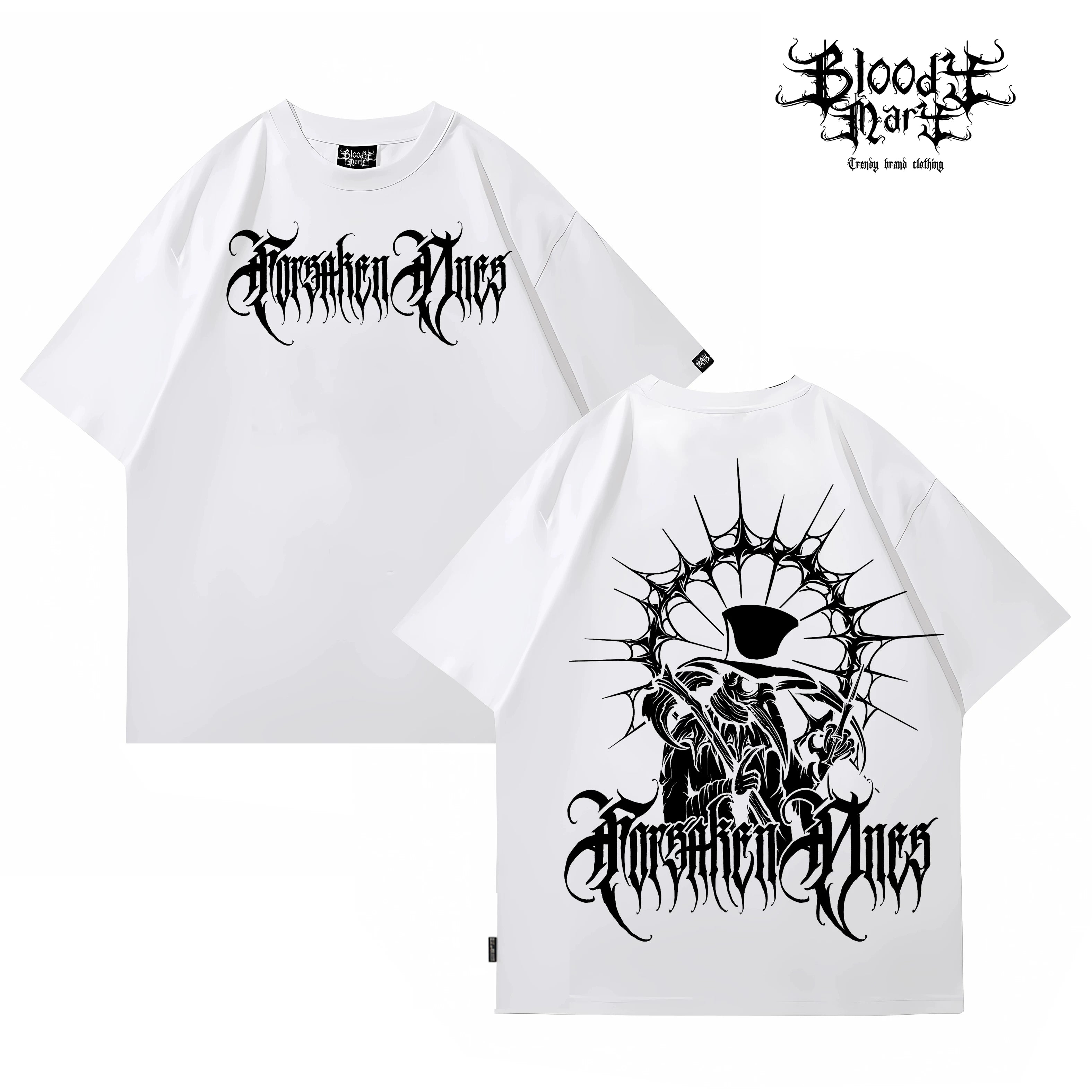 American street flower font short sleeved loose cotton heavyweight niche hip-hop fashion brand tattoo artist T-shirt abstract trend