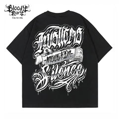 American Street Retro USD Banknote Flower Font Loose Cotton Heavy Weight Niche Hip Hop Tattoo Artist Trendy Brand T-shirt