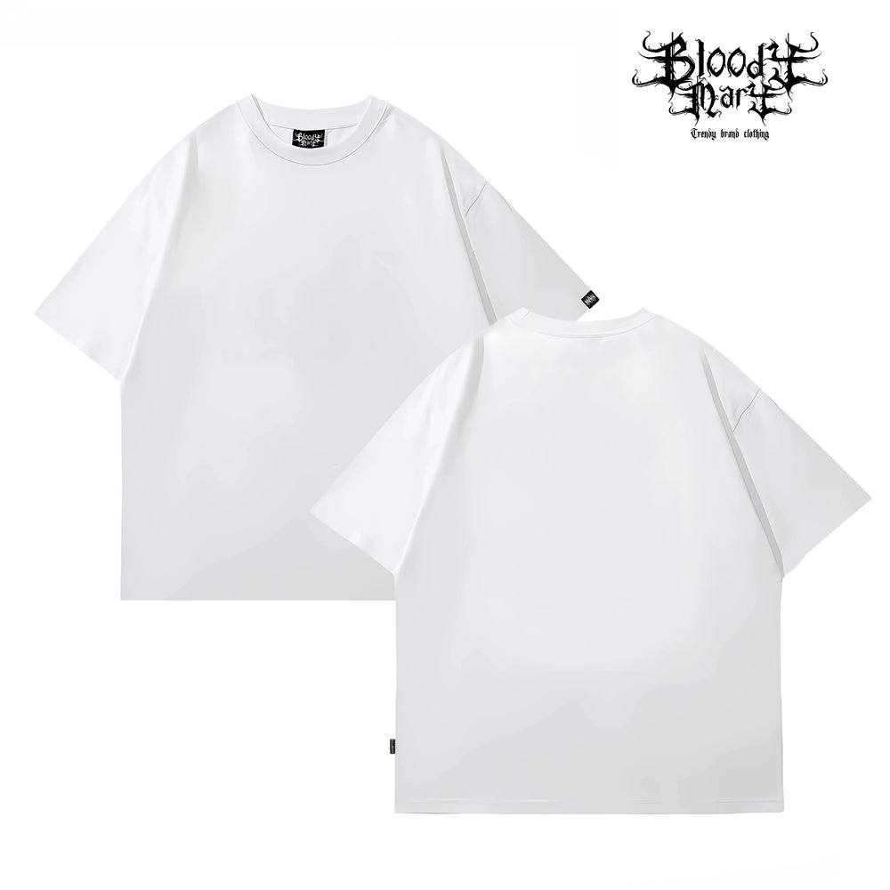 Solid color trendy brand loose T black short sleeved T-shirt for men, versatile, breathable and comfortable, drop shoulder sleeve top, heavyweight pure cotton 280G