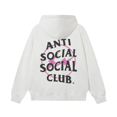 Anti Social Social Club Pink Circle Logo Hoodie - White