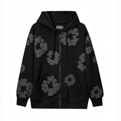 Denim Tears Cotton Wreath Full Zip-Up Hoodie - Black/Dark Grey