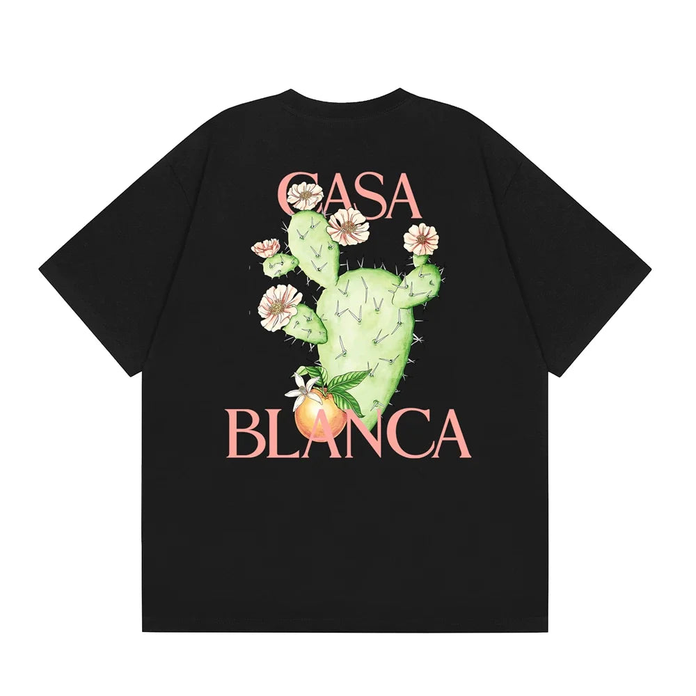 Casablanca Blooming Cactus Back Graphic T-Shirt - Black